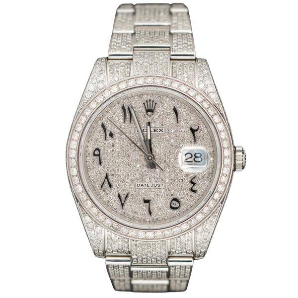 Rolex Datejust 41 'Bussdown' | Fully set VSII natural diamonds Arabic Dial 126300 | Pre-owned 2022 Diamond set datejust