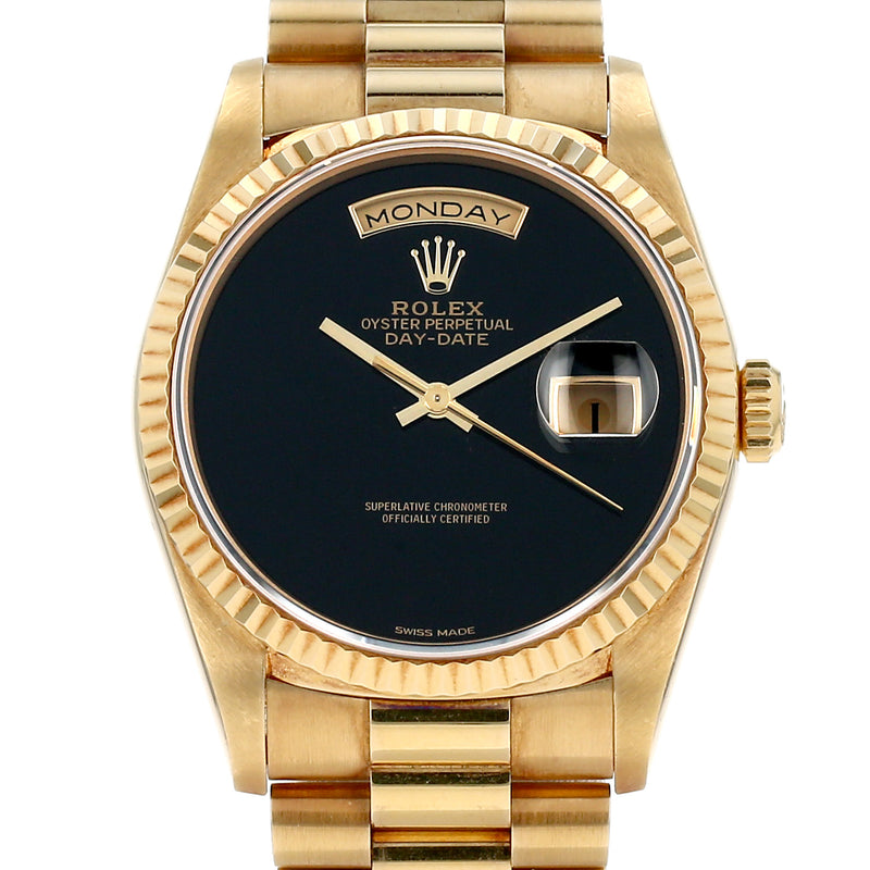 Rolex Day-Date 36 | Yellow Gold Onyx 18038 | Pre-owned 1980s