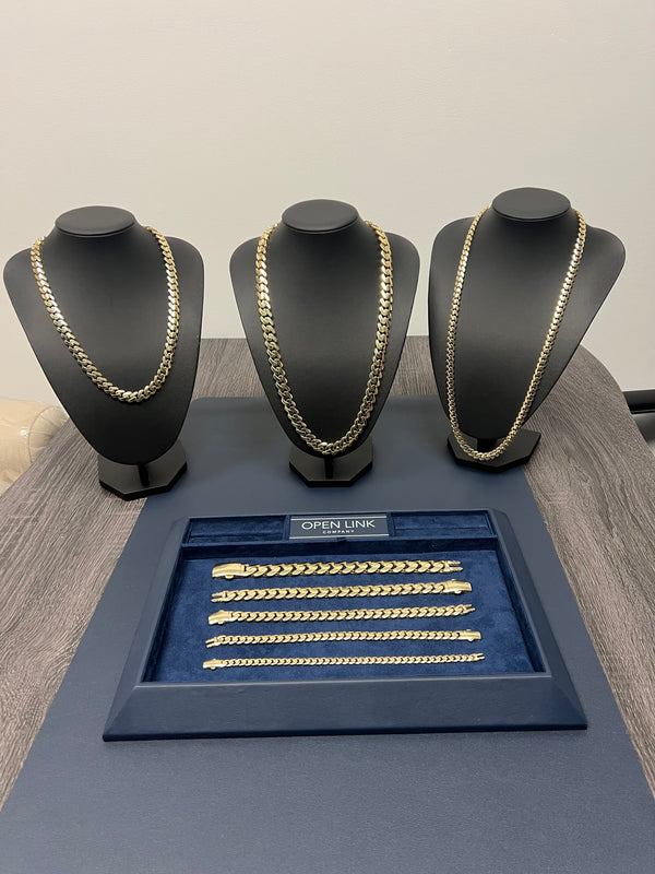 Solid & semi/hollow 9K gold cuban link chains