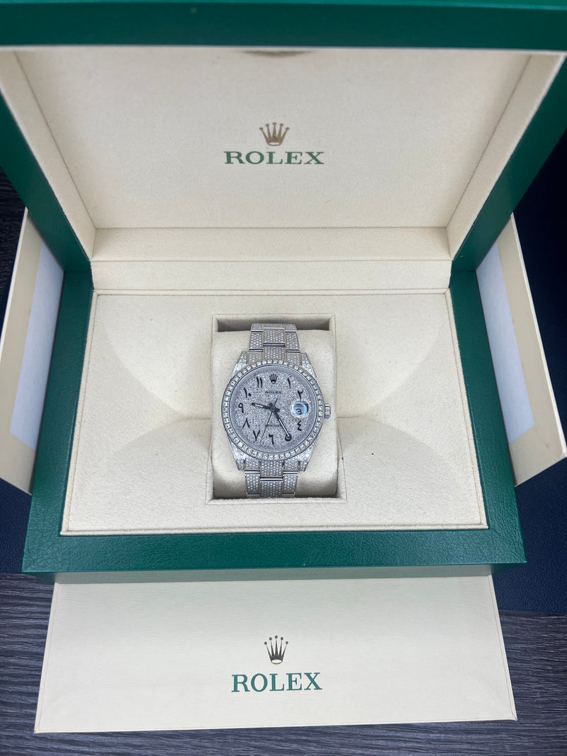 Rolex Datejust 41 'Bussdown' | Fully set VSII natural diamonds Arabic Dial 126300 | Pre-owned 2022 Diamond set datejust
