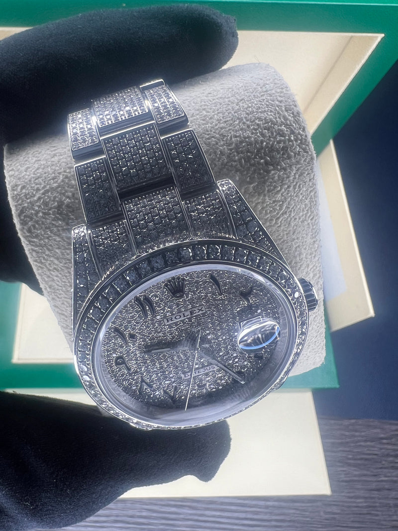 Rolex Datejust 41 'Bussdown' | Fully set VSII natural diamonds Arabic Dial 126300 | Pre-owned 2022 Diamond set datejust