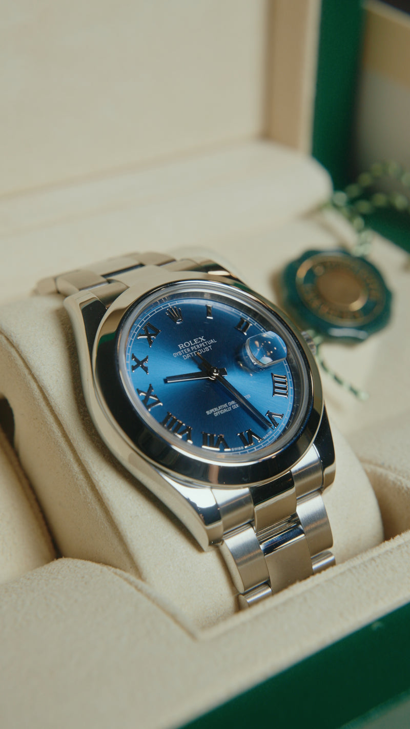 Rolex Datejust II | Azzurro Roman Numeral Dial 116300 | Pre-owned 2016