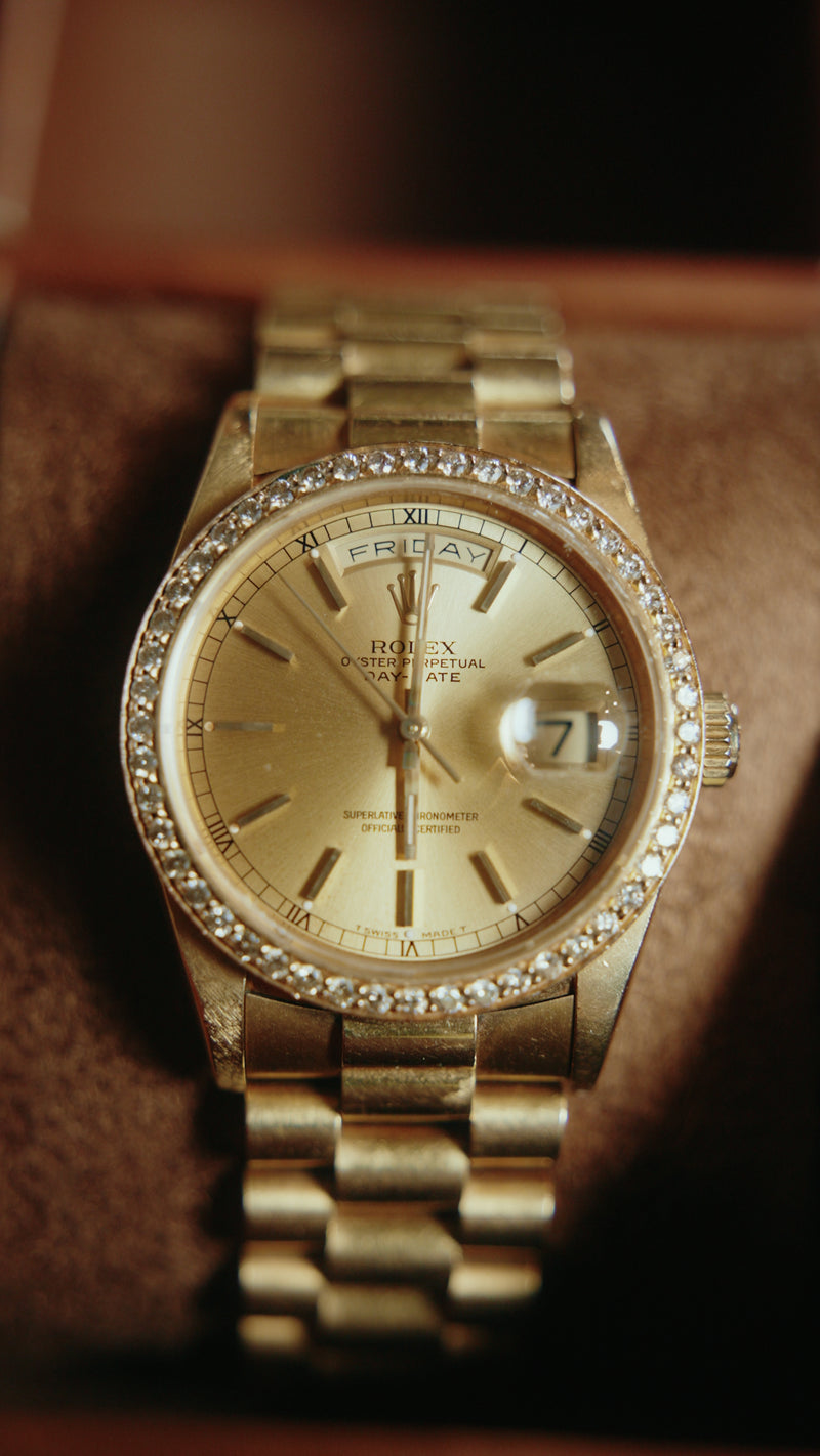 Rolex Day-Date 36 | Custom Diamond Bezel 18238 | Pre-owned 2025